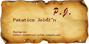 Patatics Jolán névjegykártya